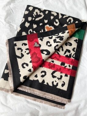 Scarf, Large Beige / Black Wool Shawl, Soft Wrap, Warm Pashmina, Women Gift